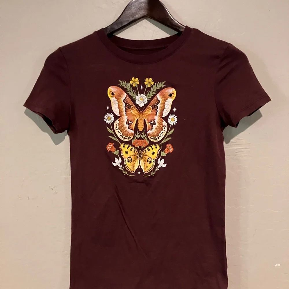 TWO Aeropostale Butterfly Classic Crew Graphic Tee T-Shirt Size Small